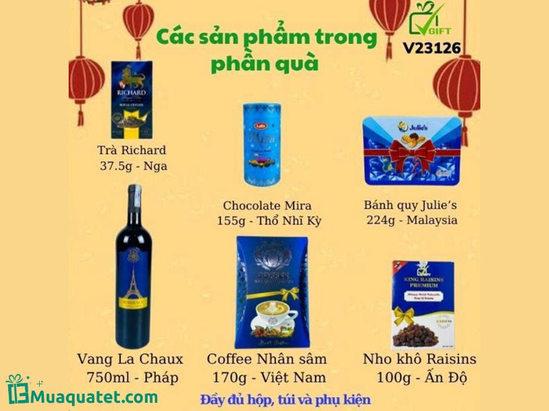 Một số mẫu hộp quà tết có rượu đẹp tại siêu thị 24h SV Mart