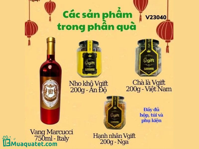 Một số mẫu hộp quà tết có rượu đẹp tại siêu thị 24h SV Mart